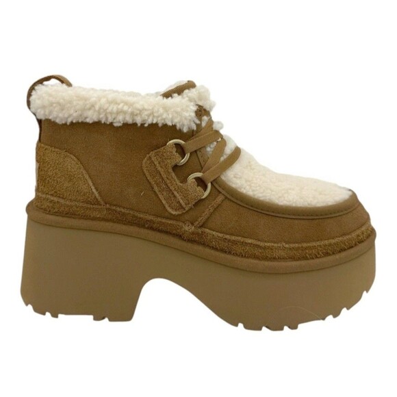 New UGG CLASSIC NEW HEIGHTS SHEARLING LACE UP CHESTNUT SUEDE WOMEN'S BOOTS US 9 - Picture 14 of 14